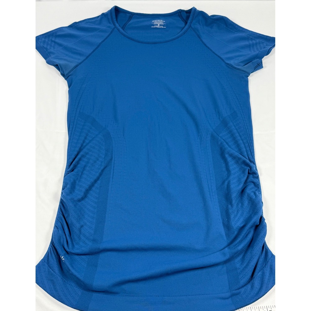 Athleta Women Blue Seamless Ruched Workout Top Size Medium M 150990182